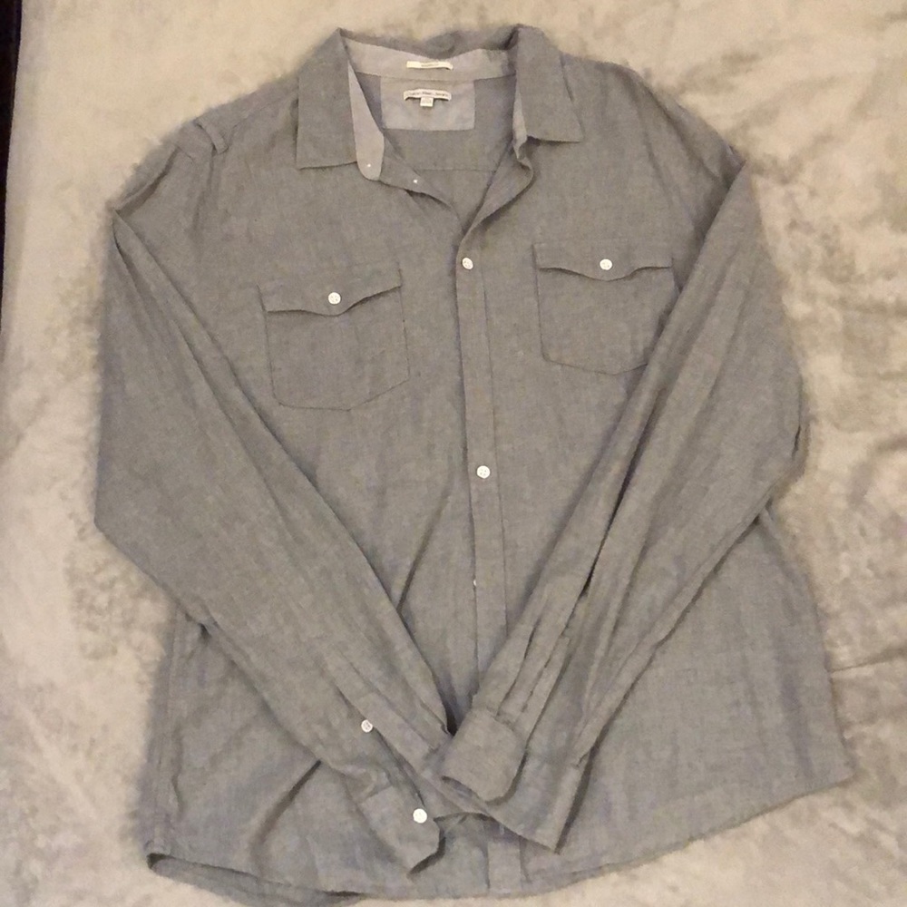 Calvin Klein Jeans Mens Black Long Sleeve Oxford Shirt with Pockets (Size L)